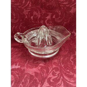 Vintage Anchor Hocking Large Clear Glass Handled Juicer Fruit Reamer Pedestal